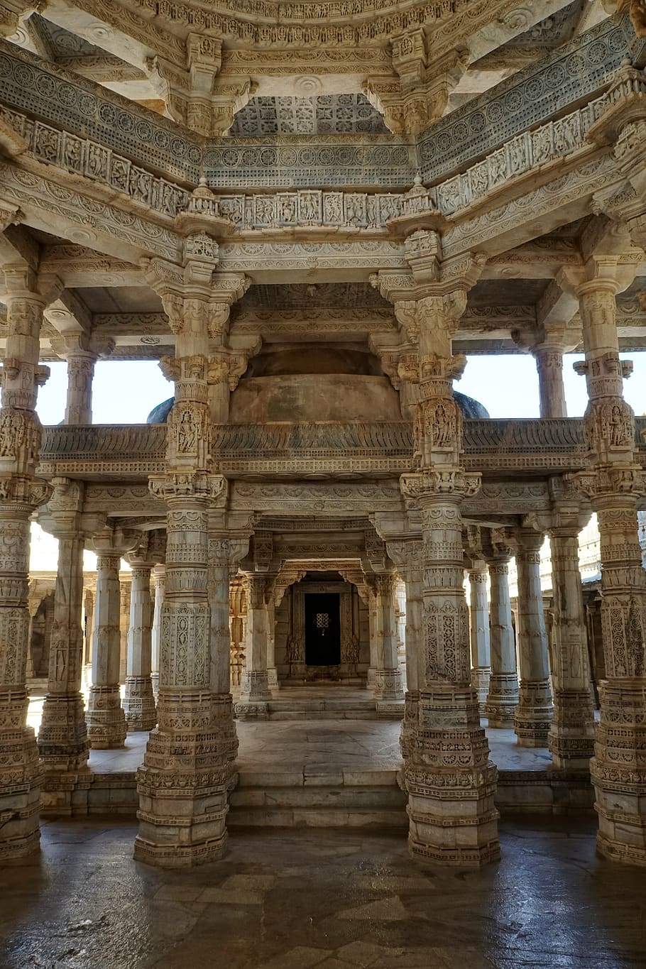 templo jain, chaumukkha mandir, ranakpur, arquitectura, viajes, antiguo, antigüedad, columnar, complejo del templo, templo