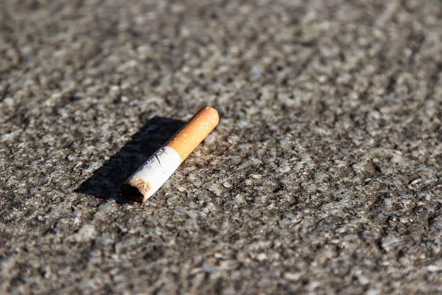 cigarette, smoking, tobacco, cigarette end, throw away, stub, blue haze, thrown away, cigarette butt, bad habit