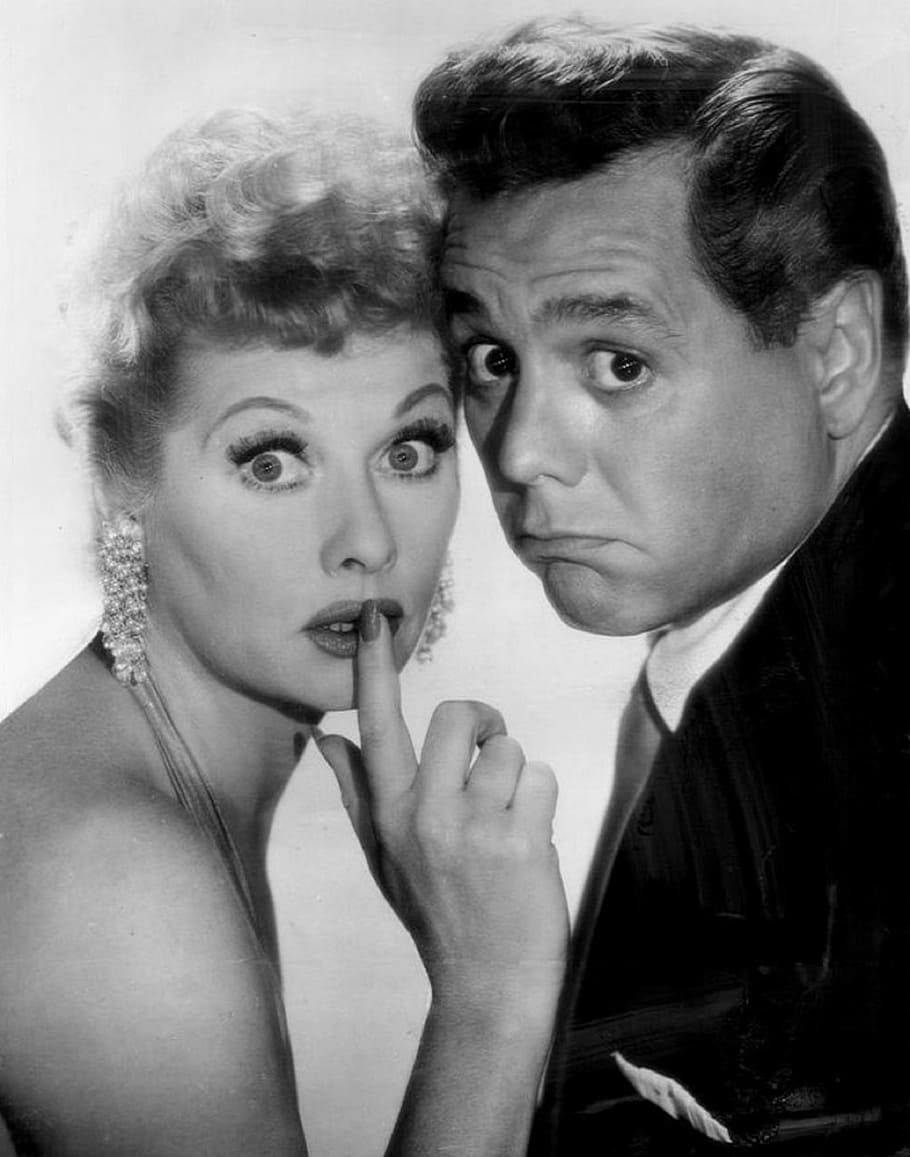man, woman grayscale photography, lucille ball, desi arnaz, jr, actress, actor, comedienne, model, film