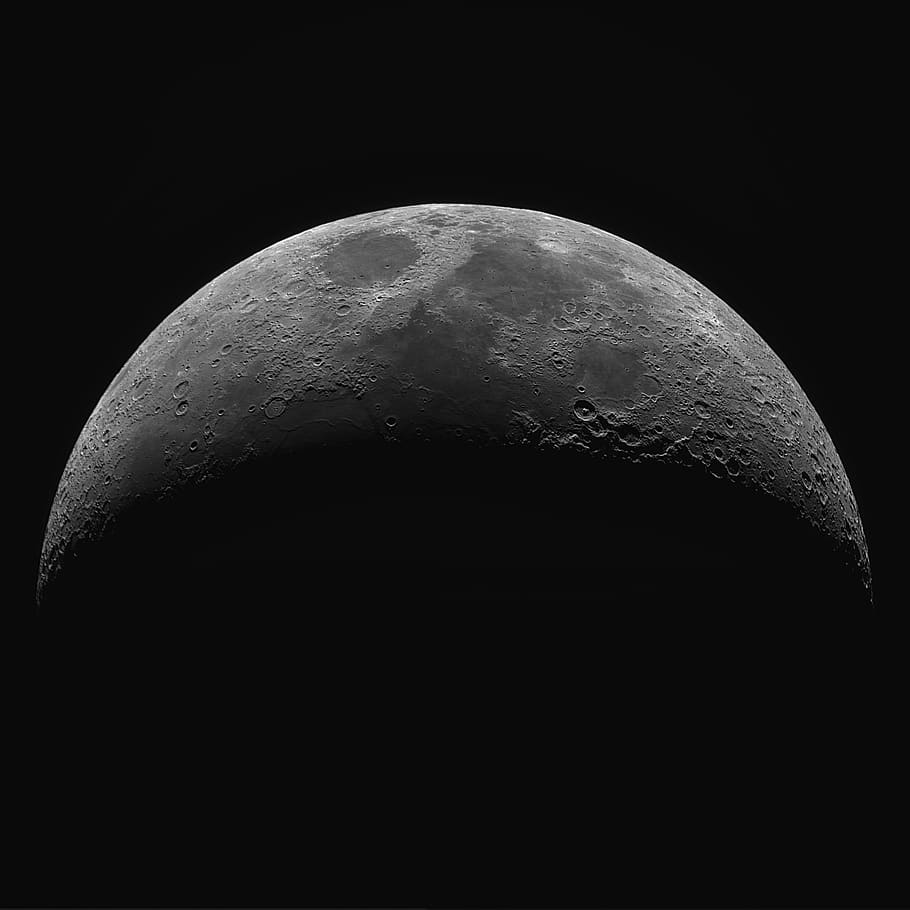 Luna, superficie, cráteres, espacio, noche, cielo, oscuro, astronomía, gris, naturaleza