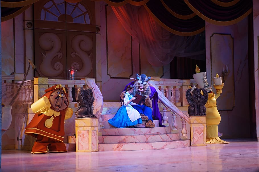 beauty, beast, theatrical, still, beautiful, characters, beauty and the beast, musical, exposure, disney