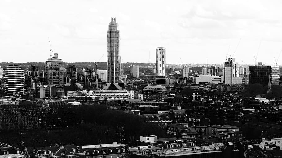 london, united kingdom, england, modern architecture, top view, march, bw, sorrow, boring, building exterior
