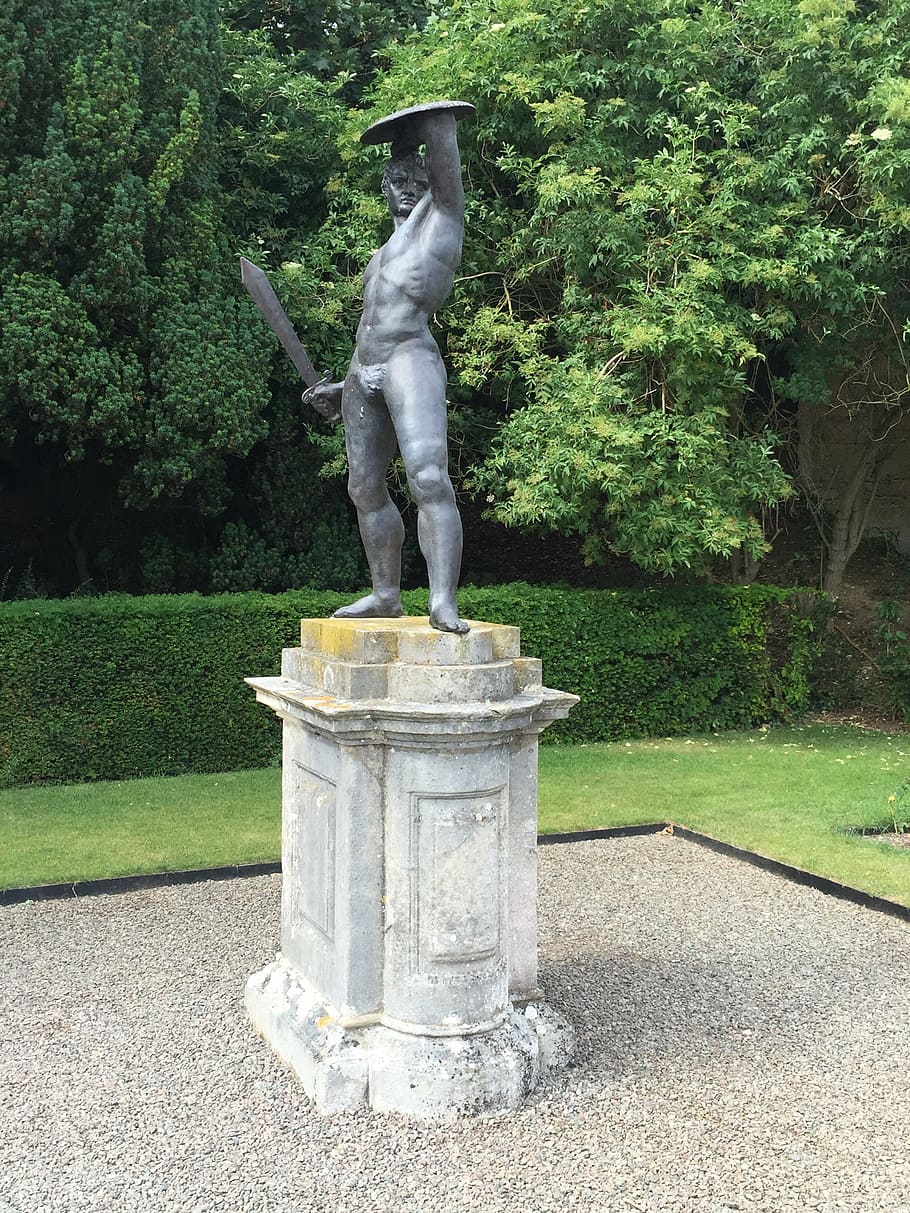 statue, blenheim, male, gardens, sculpture, thrower, uk, terrace, palace, england