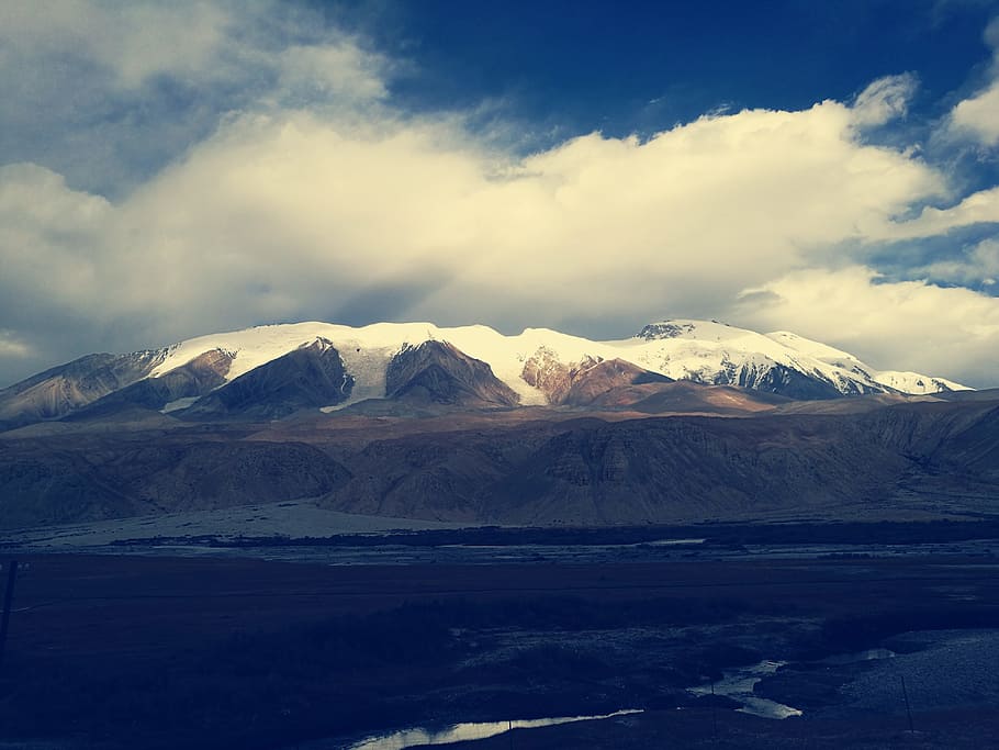 the pamirs, snow mountain, the end of autumn, mountain, scenics - nature, cloud - sky, sky, snow, beauty in nature, environment
