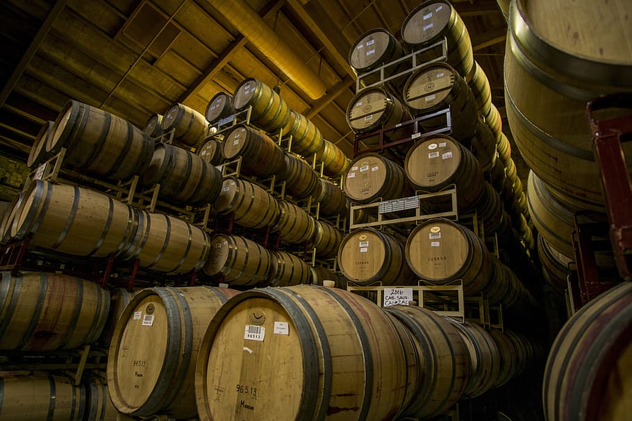 pile, wine barrels, barrels, wine, cellar, wine barrel, cask, wooden, winery, keg