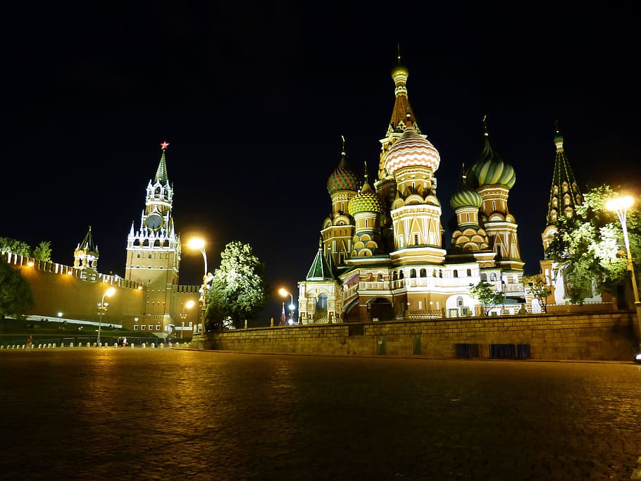 풍경 사진, 성, 크렘린, 모스크바, 러시아, 자본, 역사적으로, 건축물, 탑, 구시 가지