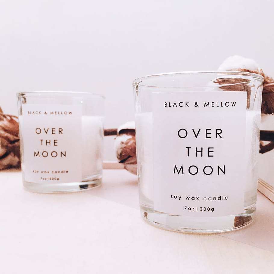 selective, focus photographyof, two, moon, votive, candles, design, beauty, style, interior