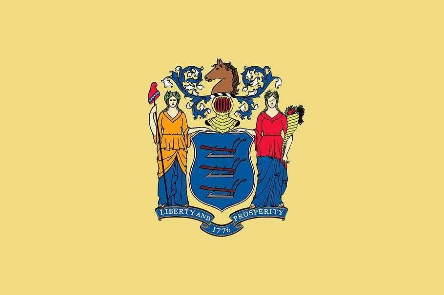 new, jersey, State flag, flag of New Jersey, photos, new jersey, public domain, symbol, United States, illustration