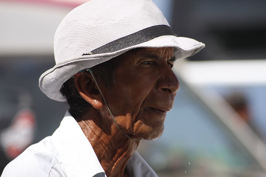 Khmer, hombre, sombrero, Camboya, Phnom Penh, retrato, ojos, tiro en la cabeza, una persona, enfoque en primer plano