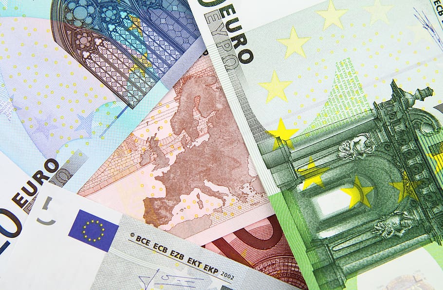 foto de primer plano, billetes en euros, Fondo, Banco, Billete de banco, proyecto de ley, negocios, efectivo, crédito, euro
