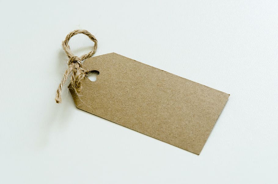 brown product tag, label, kraft, kraft paper, tag, brown, paper, template, natural, blank tag tied with string