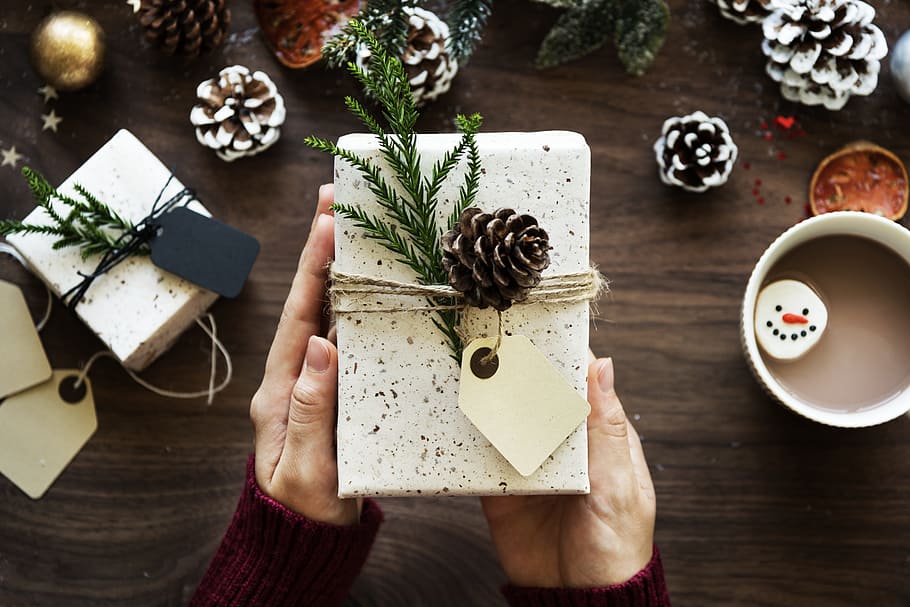 長方形の白いボックス, ボックス, カード, 祝う, お祝い, クリスマス, 飾る, 装飾, 祭り, ギフト