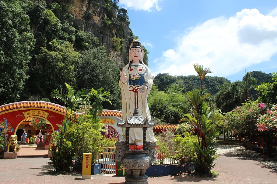 ling sen tong, ipoh, ipoh city, malaysia, temple, statue, idol, worship, tree, plant
