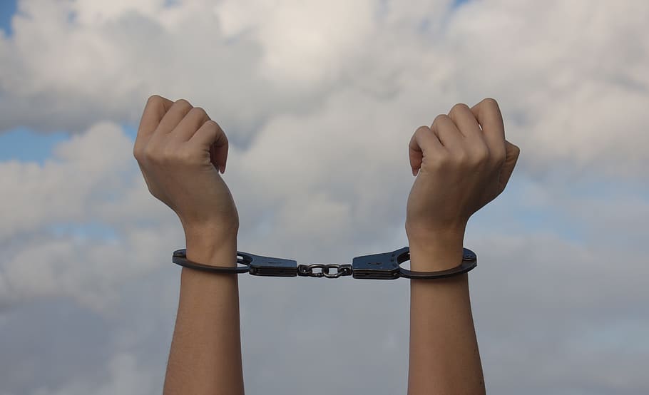 person, wearing, black, handcuffs, hands, women, chained, women's, dependent, woman