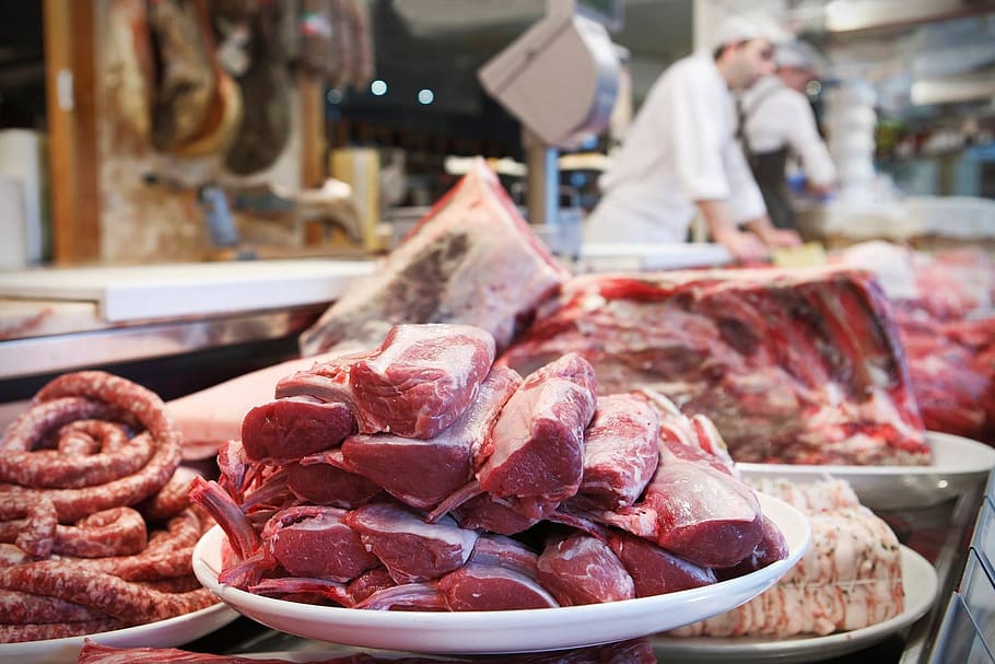 banyak daging mentah, Daging, Mentah, Sosis, makanan dan minuman, tukang daging, daging sapi, babi, manusia, makanan