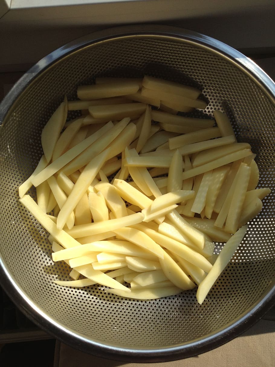 batatas fritas, p, caseiro, cru, comida e bebida, comida, dentro de casa, frescura, ninguém, natureza morta