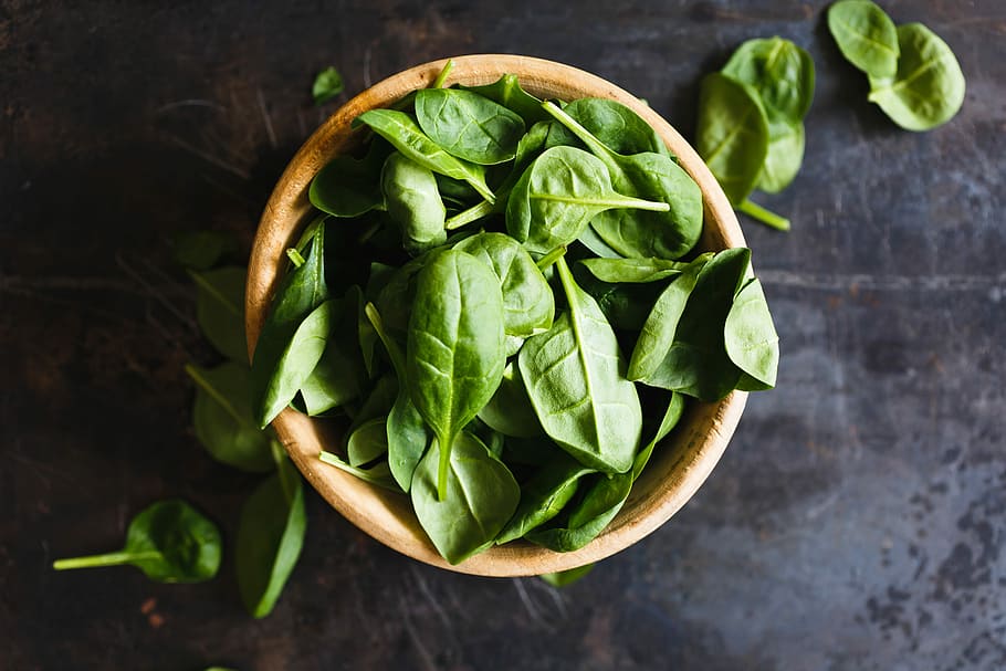 bowl of spinach, Bowl, spinach, green, healthy, leaf, leaves, lettuce, salad, food