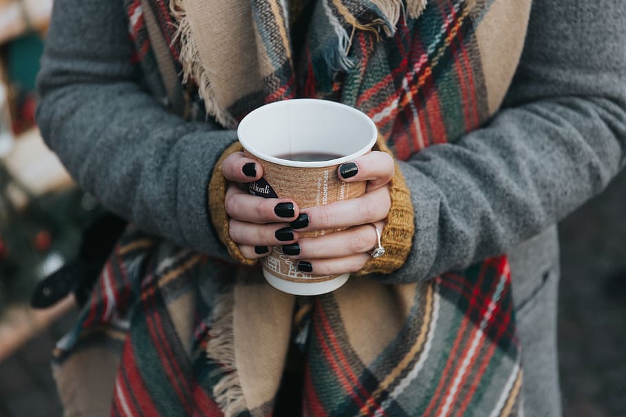 coffee, hot, drink, espresso, cup, people, woman, hand, ring, holding