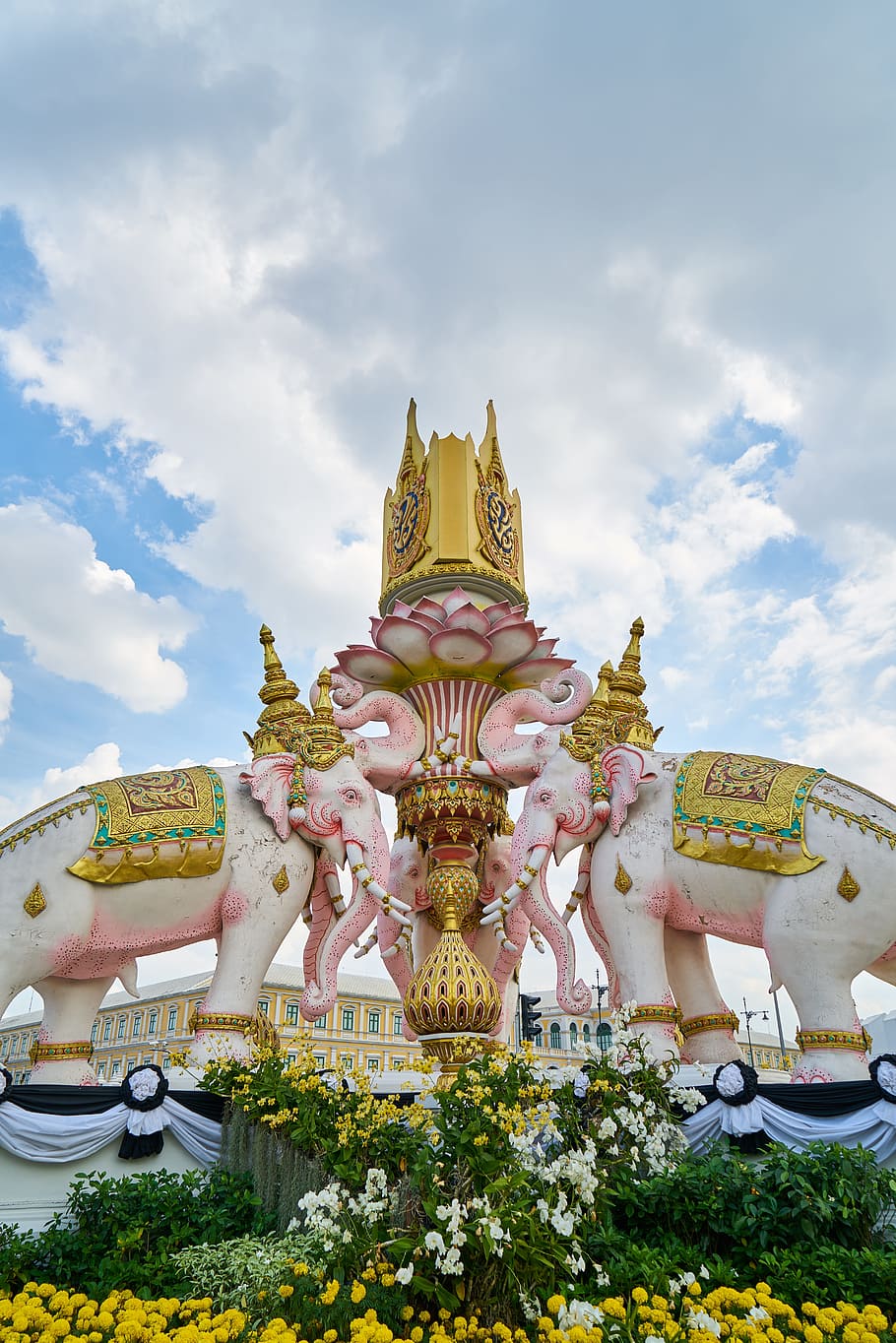 multicolor, Lord Ganesha, hormigón, estatua, Tailandia, Asia del Sur, Cultura tailandesa, Asia, cultural, Bangkok
