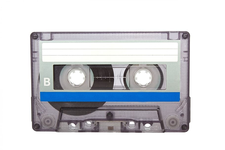 abu-abu, sisi b kaset, kaset, plastik, tape, audio, rekaman, mengisolasi, perekam, retro
