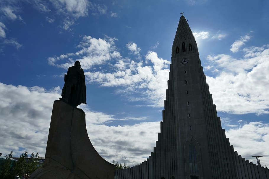reykjavik, islandia, gereja, patung, hallgrímskirkja, monumen, tempat menarik, langit, Tempat terkenal, arsitektur