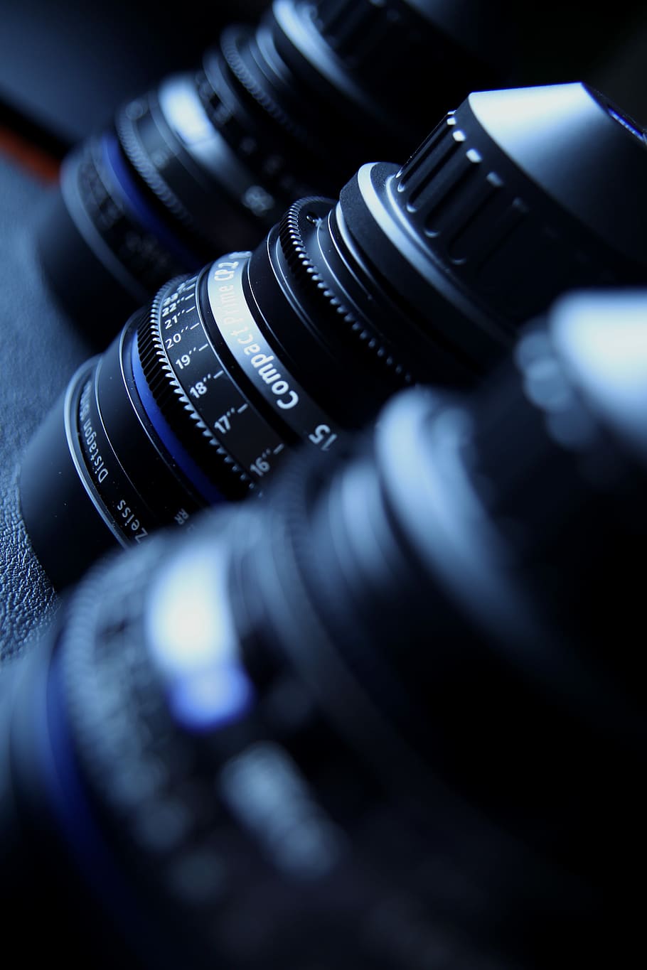 three, black, camera, zoom, lenses, surface, lens, carl zeiss, cinema, cinematography