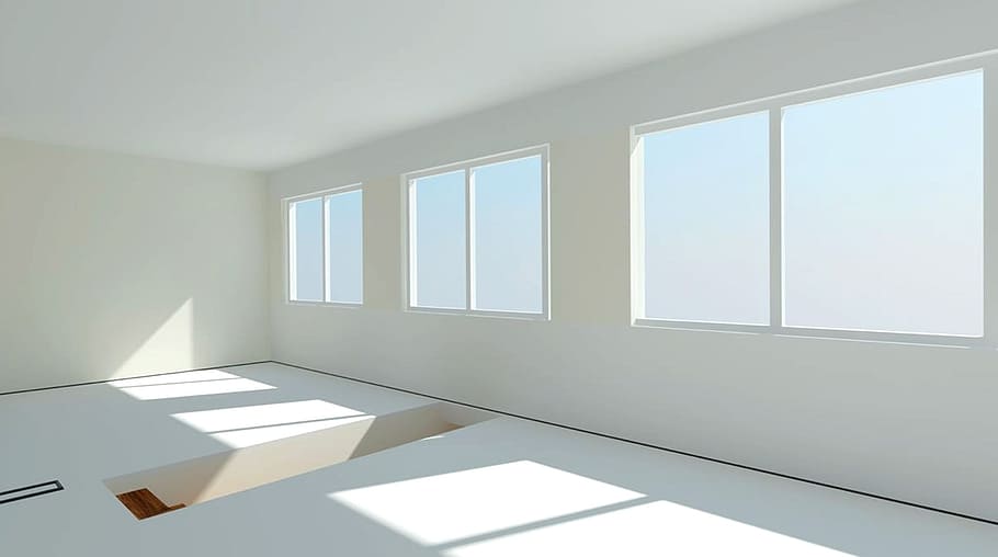 interior bangunan putih, dinding putih, cat, kamar, lichtraum, visualisasi, arsitektur, hidup, ruang tamu, visualisasi 3d