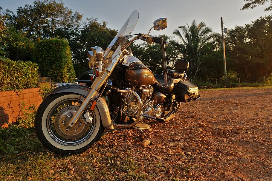 motorcycle, yamaha, engine, chrome, tire, mirrors, motorcycle windshield, street bike, 1600cc, saddle bag