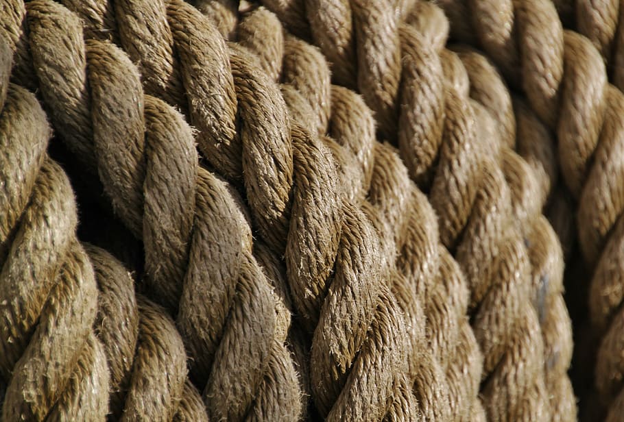 brown rope, rope, ropes, knot, woven, close, cordage, leash, dew, tross