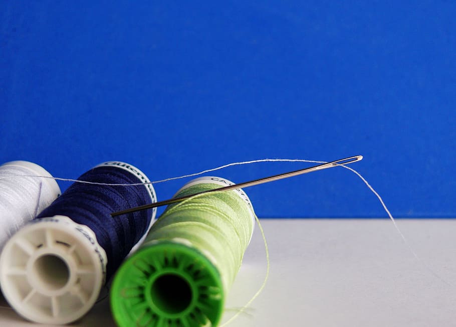 needle, thread, needle and thread, sew, hand labor, yarn, stuff, sewing thread, patch, twist