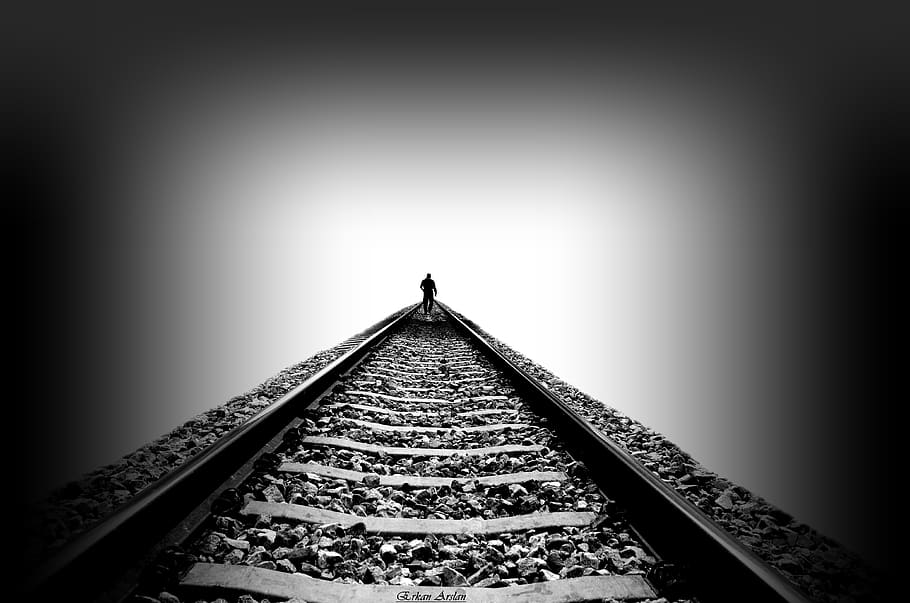 infinity, ray, perspective, railway, the forgotten, uzaklar, road, black, track, direction
