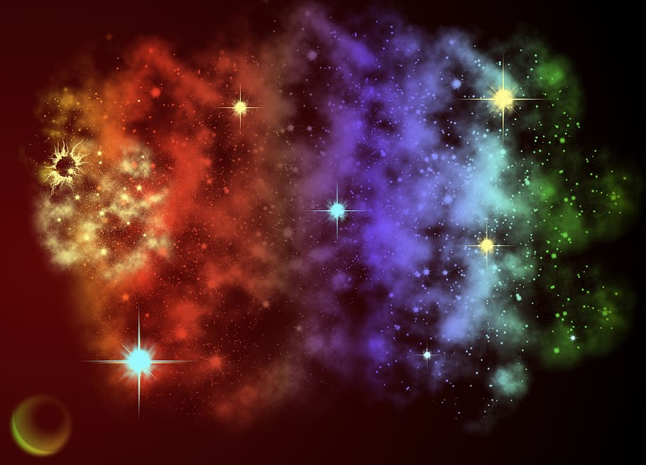 bintang beraneka warna, galaksi, fiksi ilmiah, ruang, abstrak, latar belakang, struktur, kabut, pola, kosmos