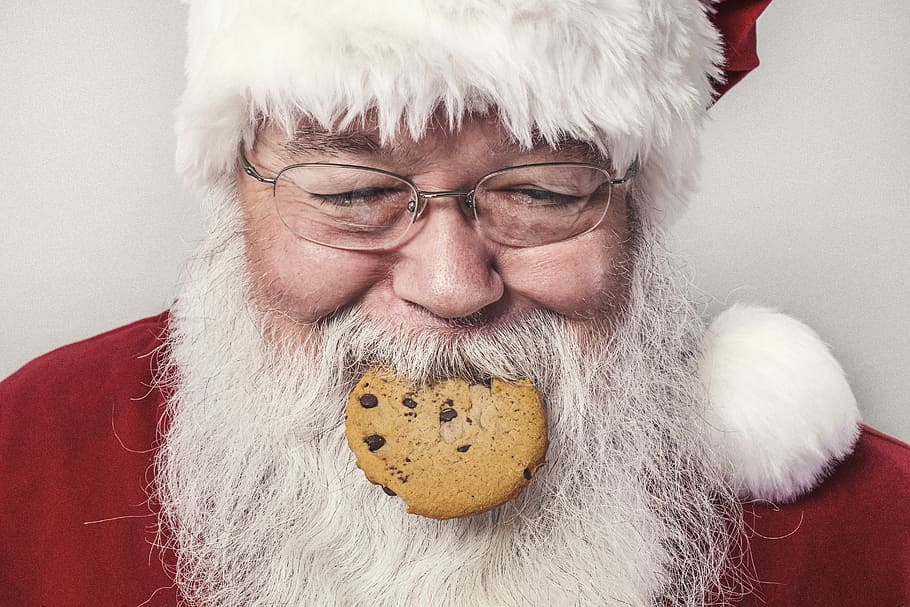 クッキー, 口, サンタクロース, 人々, 気まぐれな, 怠惰な, サンタ, クラウス, クリスマス, 愚かな