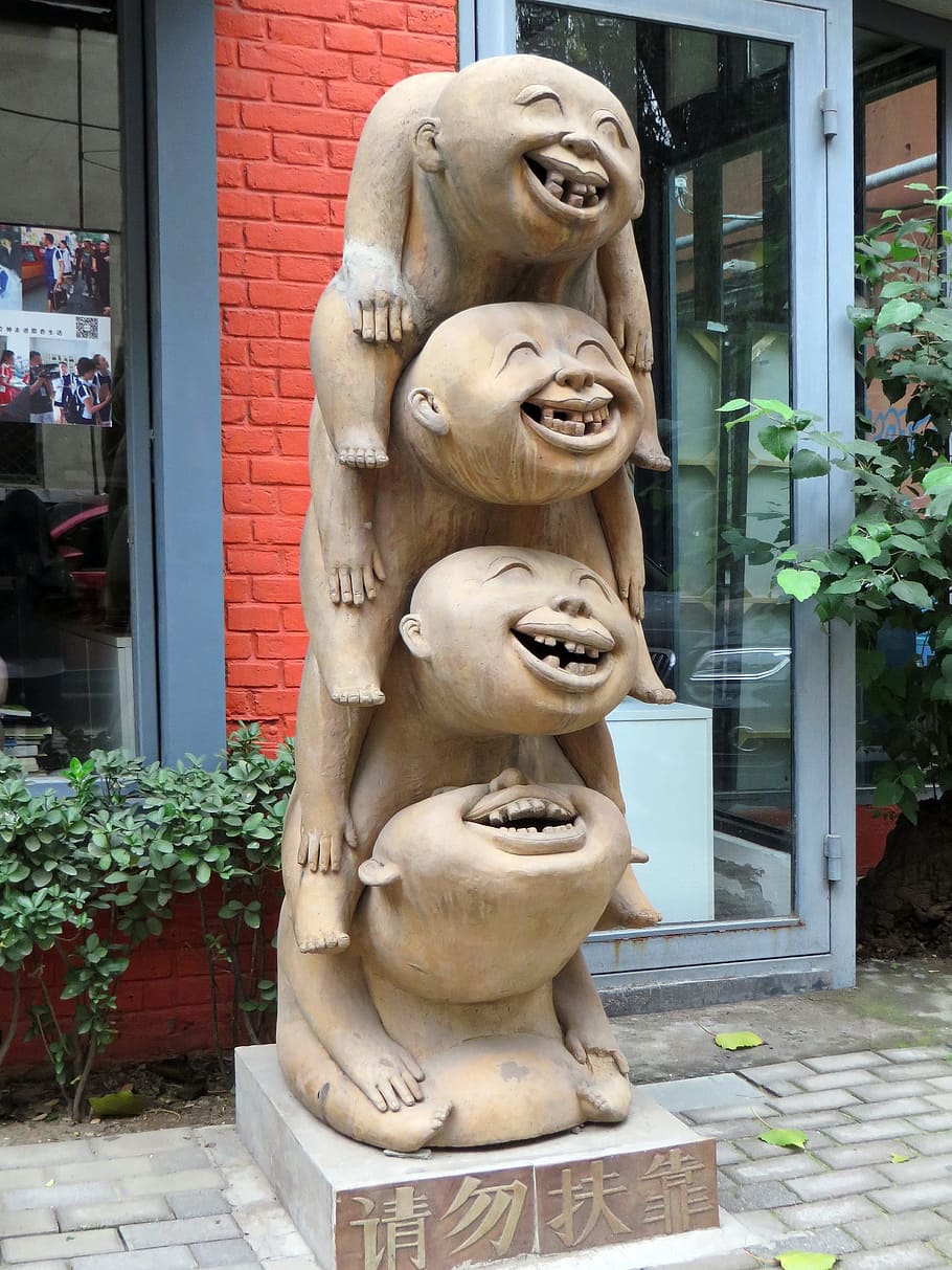 China, Statue, Grotesque, Laugh, joy, sculpture, ceramic, beijing, pekin, stone material