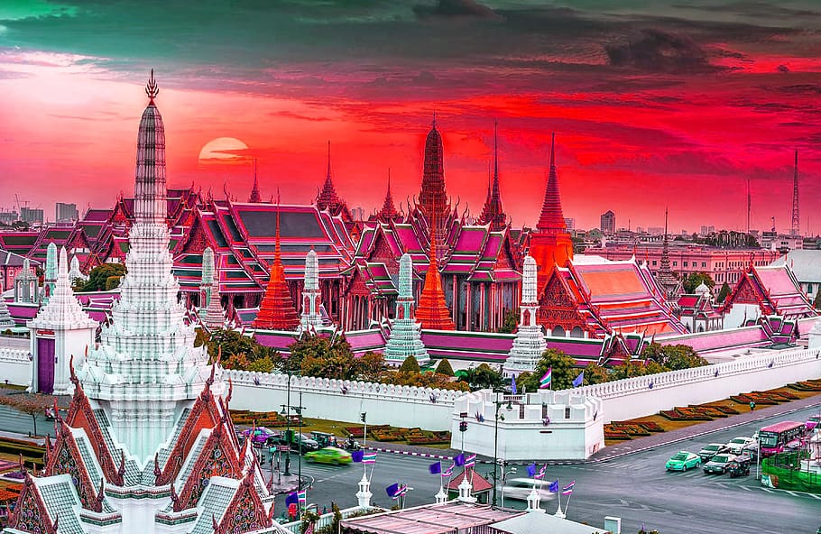 bangkok, tradicional, paisaje, cultura, paisaje urbano, arte, turismo, torre, punto de referencia, edificio