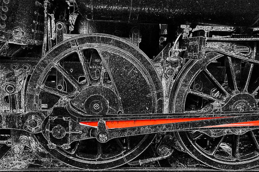 connecting rods, steam locomotive, drive, technology, railway, wheel, blowing axis, linkage, nostalgia, chassis