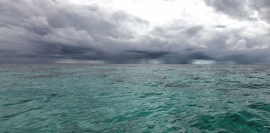 calm, ocean, cloudy, sky, it was cloudy, landscape, sea, southern countries, storm, indonesia