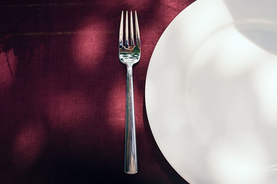 fork and plate, Fork, plate, food and Drink, objects, silverware, crockery, table Knife, dinner, table
