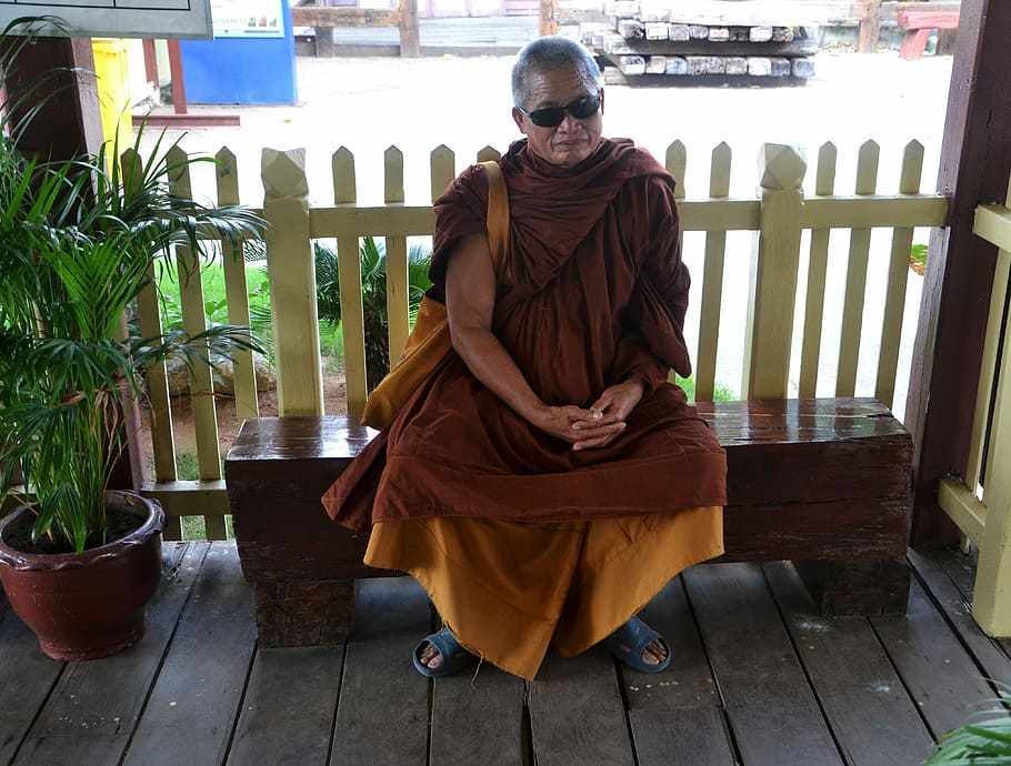 Monk, Waiting, Shades, Dark, Sunglasses, dark sunglasses, religion, buddhist, asia, thailand