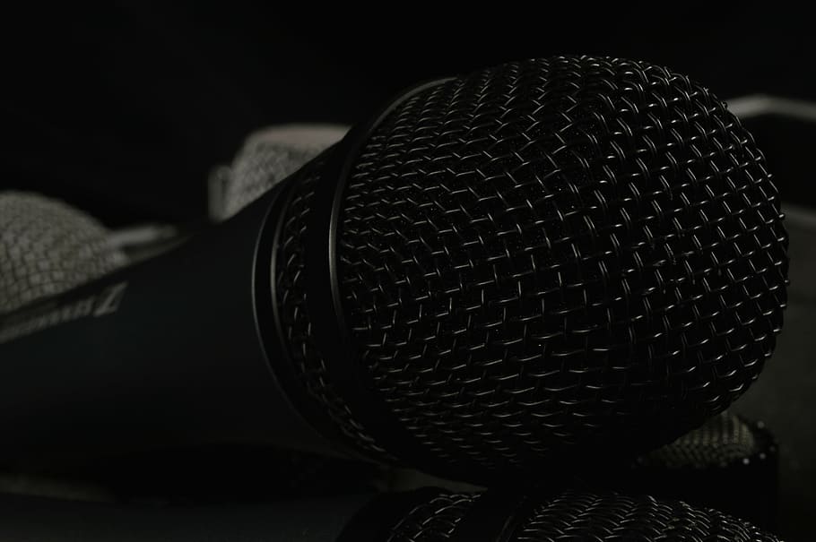 preto, foto de close-up do microfone, microfone, equipamento de produção para eventos, música, cantando, fechar, microfone vocal, dispositivo de entrada, close-up