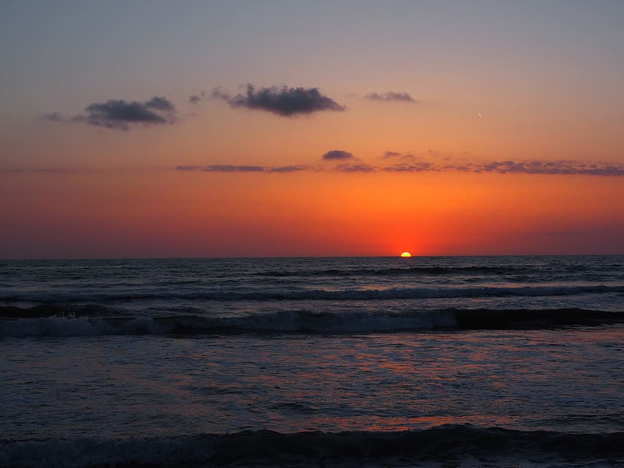 Sunrise, Sea, Atmospheric, Morning, mallorca, playa de muro, morgenstimmung, sunlight, skies, sunset