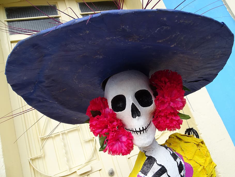 hari kematian, catrina, mexico, tradisi, festival populer, kertas mache, kerangka, wanita, kematian, kerajinan tangan