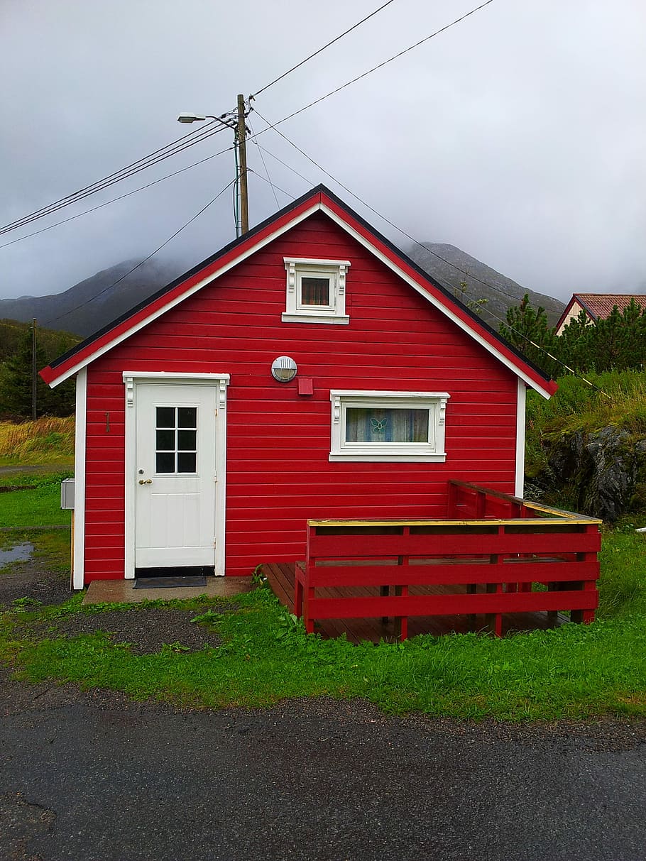 Norway, House, Color, norway, house, building exterior, red, built structure, cloud - sky, outdoors, architecture