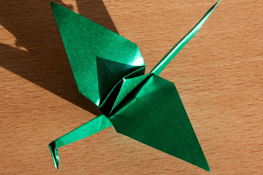 origami, seni melipat kertas, lipat, 3 dimensi, objek, derek, tradisional, tubuh geometris, struktur, tekstur kertas