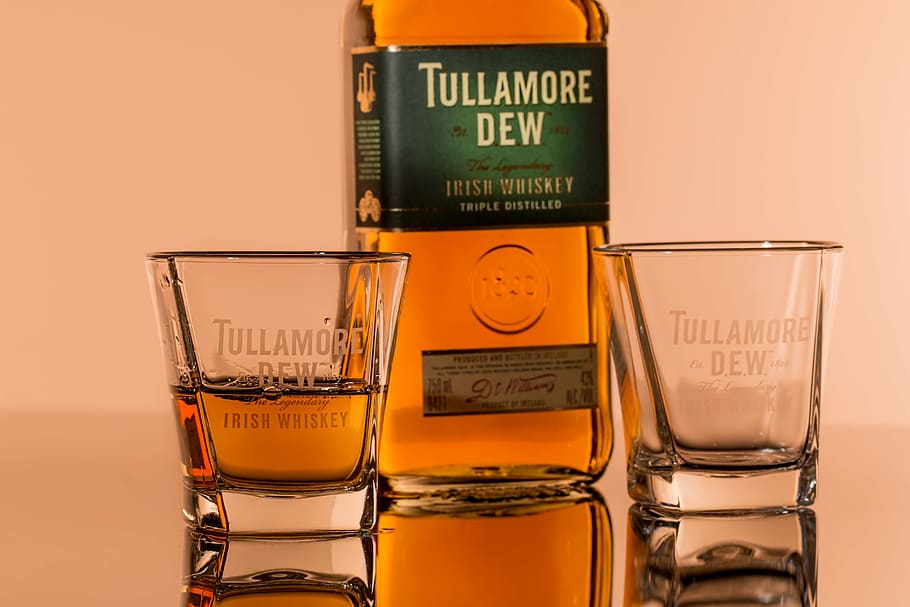 tullamore dew bottle, irish whiskey, alcohol, beverage, drink, whiskey, bar, liquor, brown, alcoholic