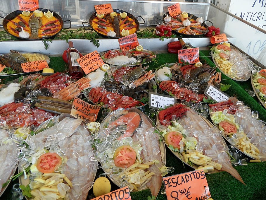 fish, shellfish, raw, sea, fishmonger, food, food and drink, freshness, for sale, seafood