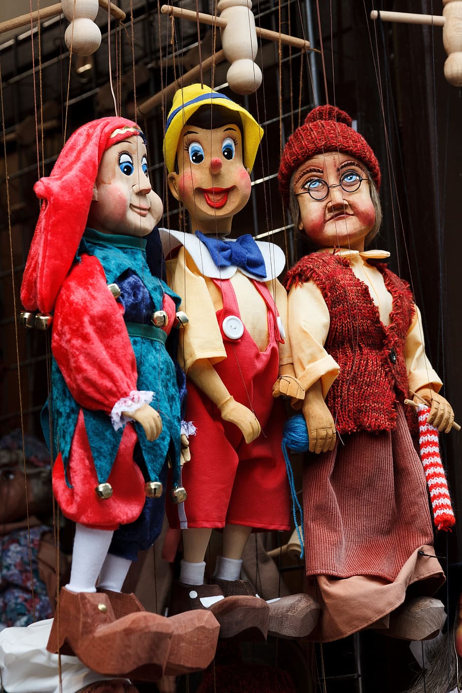 Muñecas Pinocho, Clásico, Colorido, Muñeca, Cara, Figura, Figurilla, Colgar, Marioneta, Gente