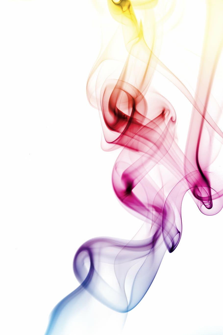 rojo, azul, púrpura, ilustración de humo, humo, color, arco iris, incienso, fondo, blanco