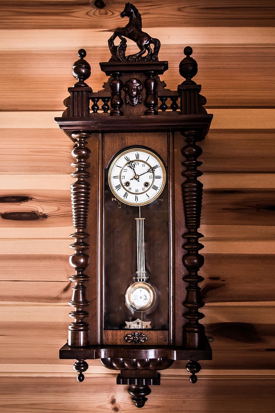 coklat, putih, jam pendulum, jam tua, waktu, perisai jam, tip, antik, pendulum, zeromski