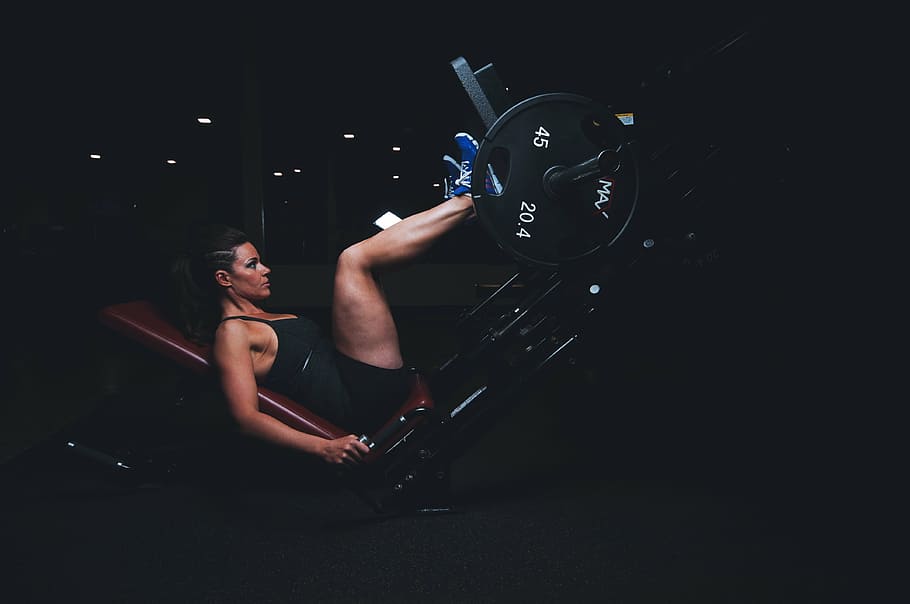 woman, using, black, exercise gym equipment, adult, athlete, dark, energy, exercise, exercise equipment